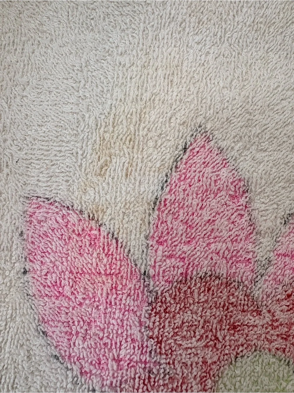 Vintage 1960’s Bright Pink & Green Floral Bird Beach Towel - Home Bath
